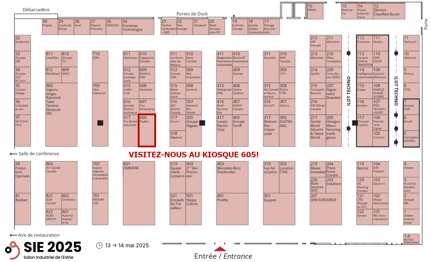 - Pedlex plan de salle salon industriels de lestrie 13 et 14 mai 2025 centre de foires de sherbrooke kiosque 605 Pedlex FR