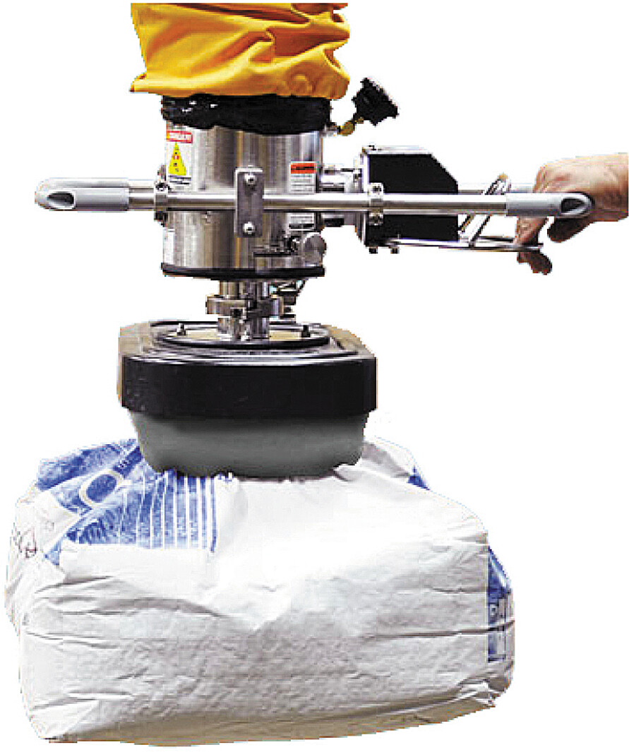 Système de levage par vacuum manipulant un sac industriel pour faciliter la manutention de charges