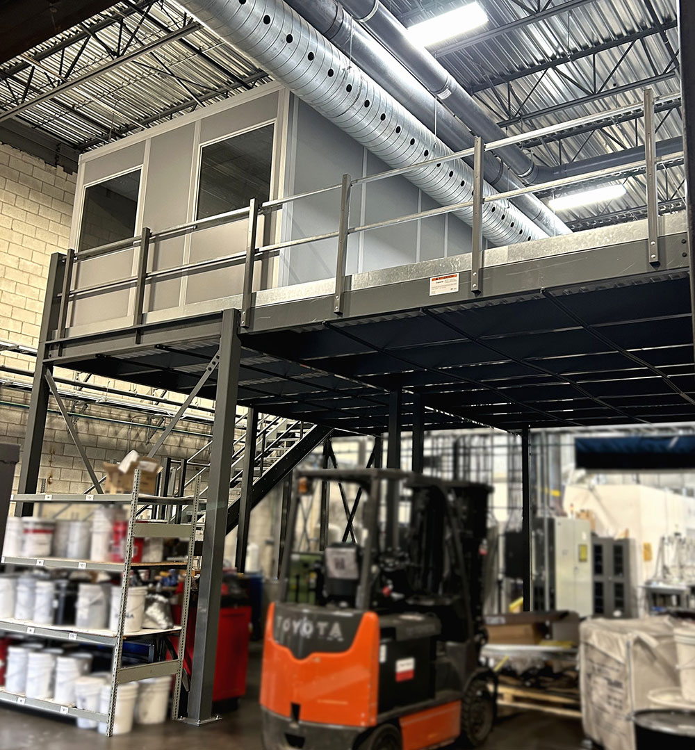 Bureau modulaire sur mezzanine
