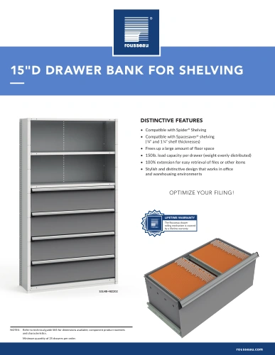 Brochure 15D Drawer bank for shelving V28-OC22A_v02 Pedlex Rousseau metal brochure catalogue